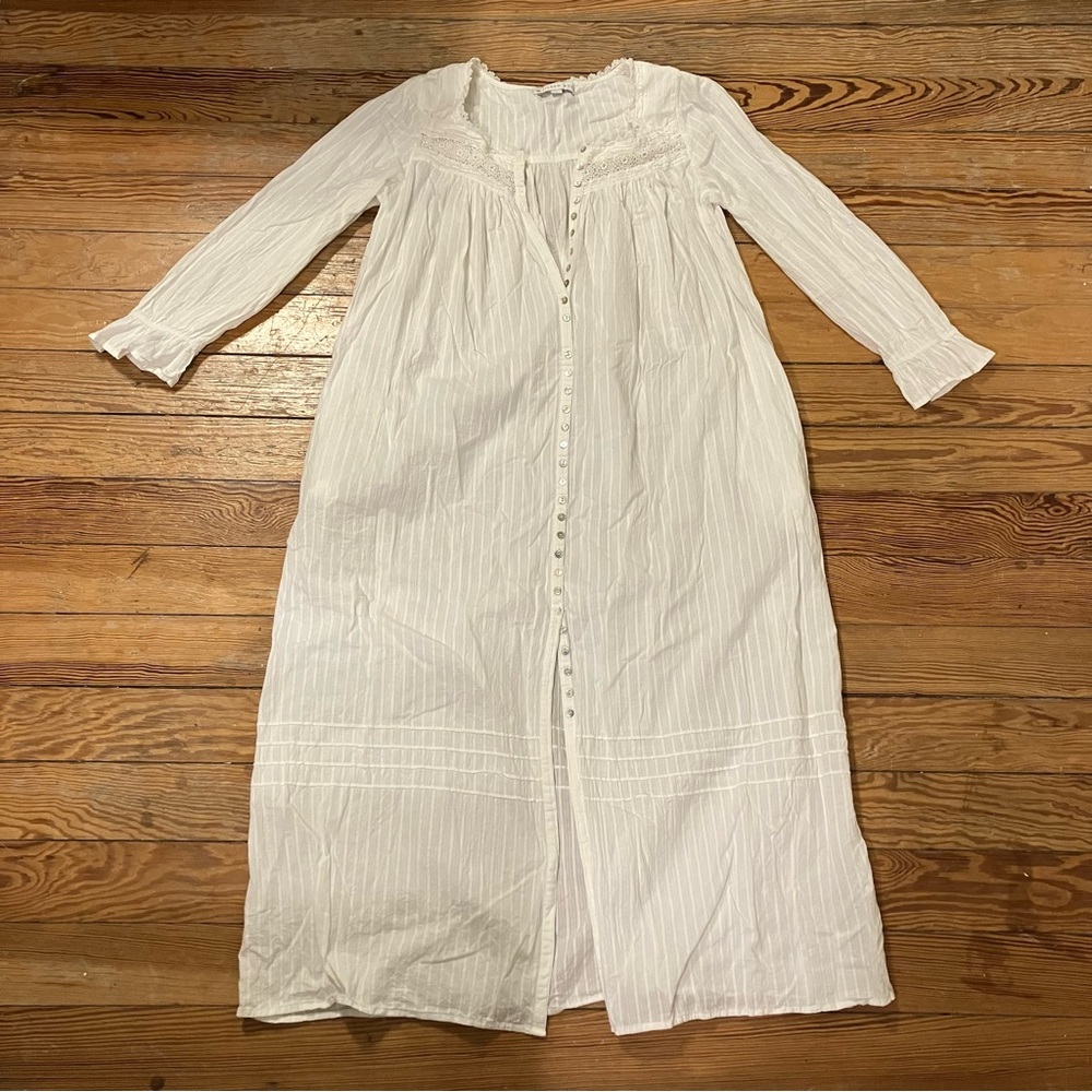 Eileen West full length 100% cotton Victorian style nightgown size small